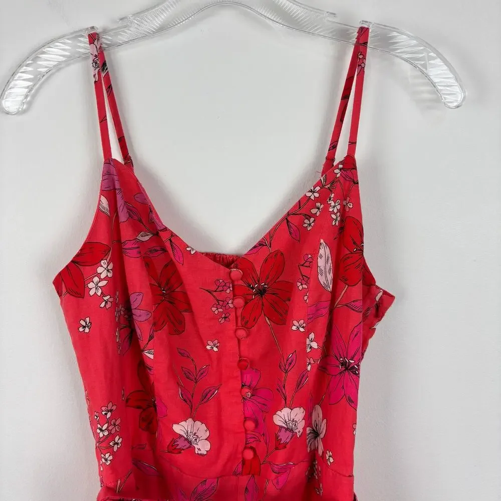 Banana Republic Cropped Wide Leg Floral Jumpsuit Medium Linen Cotton 548121